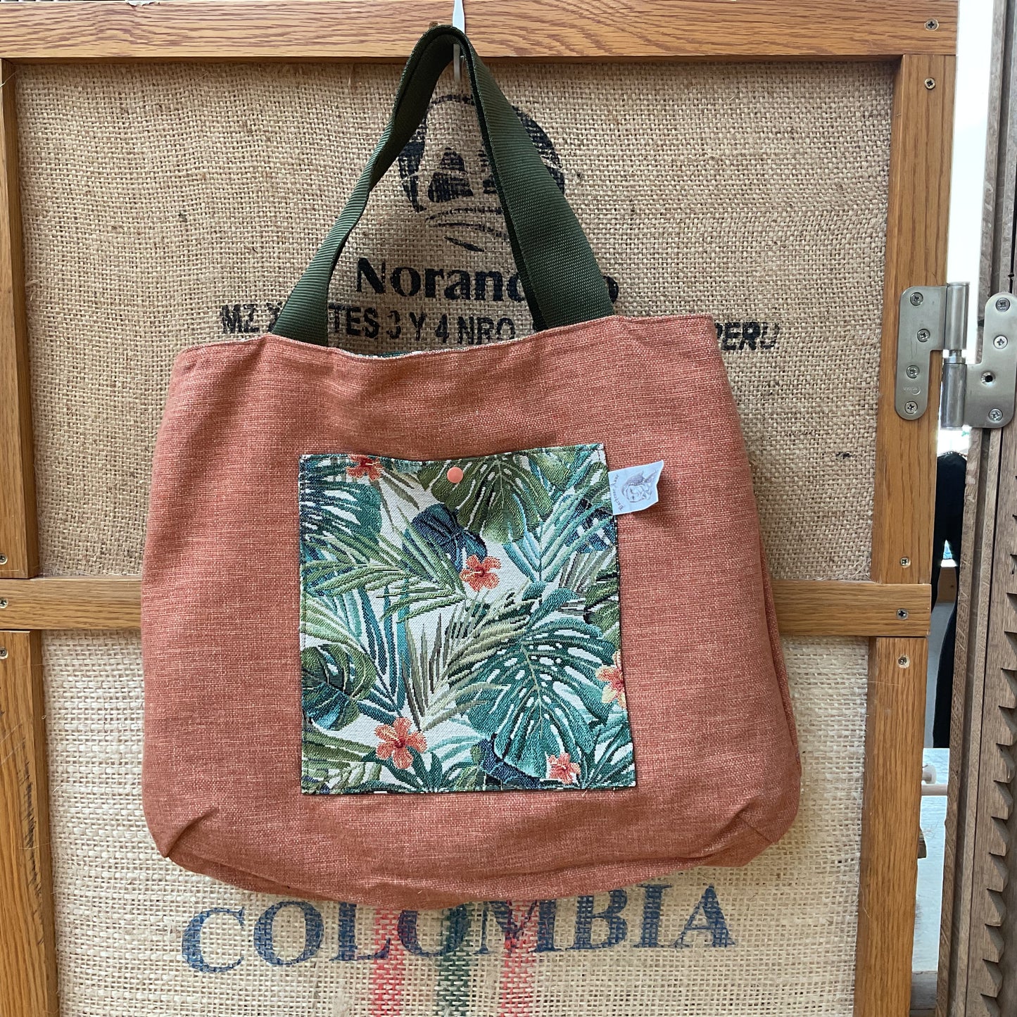 Green leaves bag reversible by Duchess Anne Couture