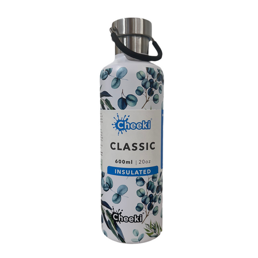Cheeki Stainless Steel Water Bottle 600ml Insulated, Copper Lock - Watercolour