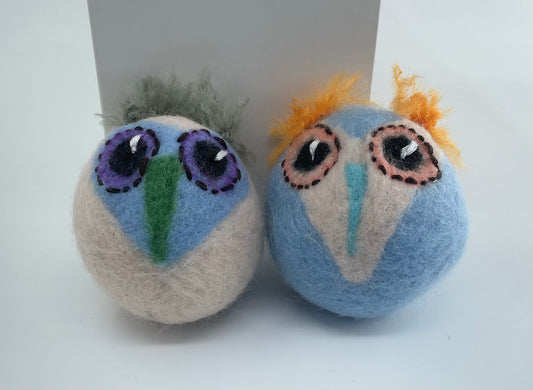Three Sisters Felted Owls