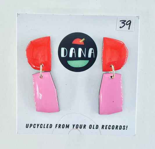 Dana Jewellery Minnie no.1 earrings with metalic datails- Red/pink
