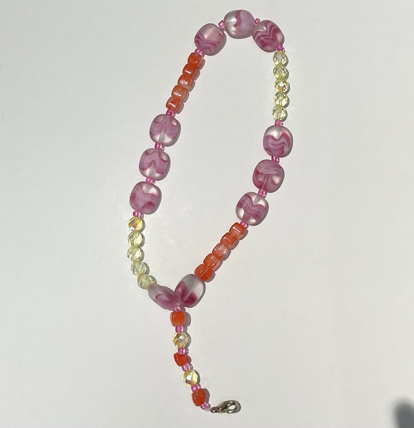 Beaded orange and pink phone lanyards