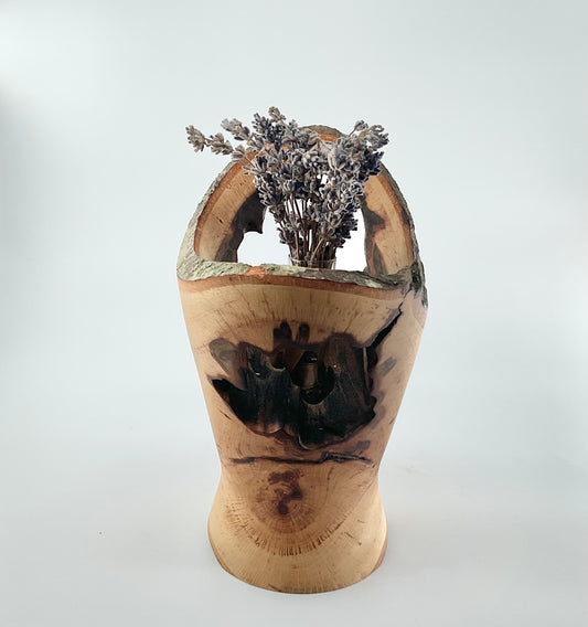 Vase with glass jar -Beech Wood