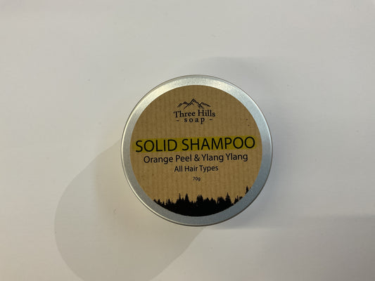Three Hills Solid Shampoo - Orange & Ylang Ylang  All Hair Types 70g