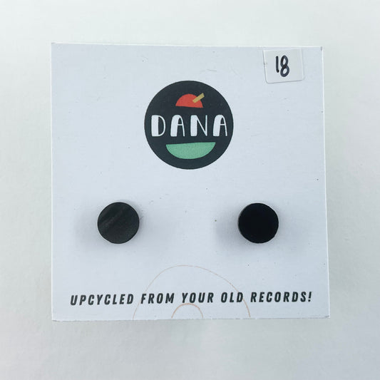 Dana Jewellery Black Plain Round Stud Earrings