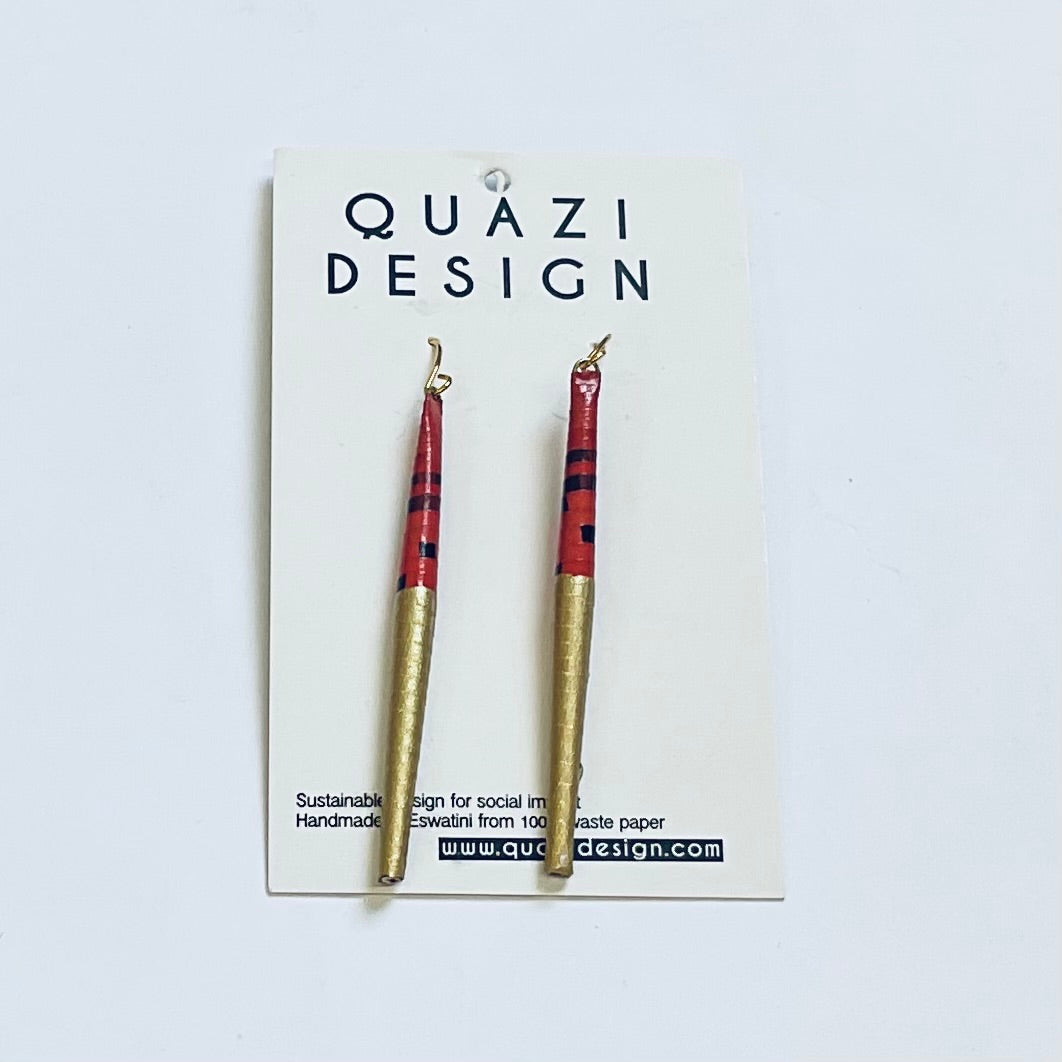 World Design Quazi Design Earrings Red & Gold