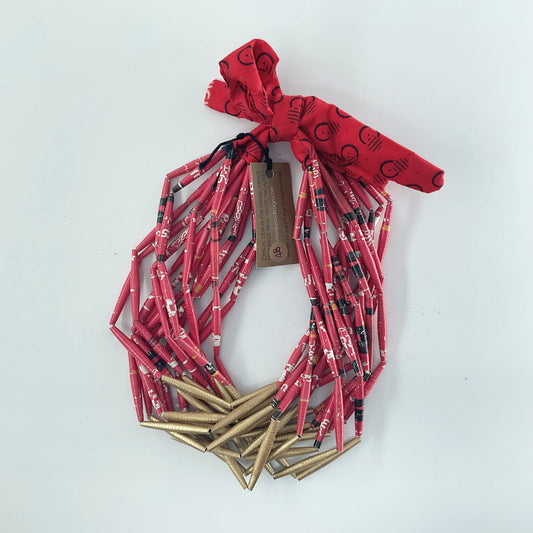 World Design Red Plait Necklace