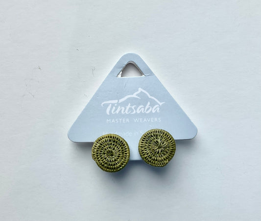 World Design Sisal Green Disc Small Earings