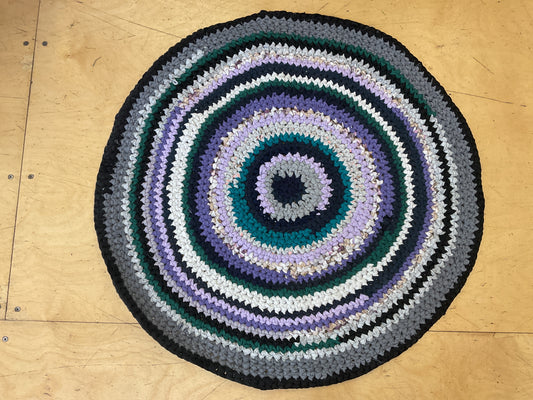 Purple/ green/ pink large rag rug