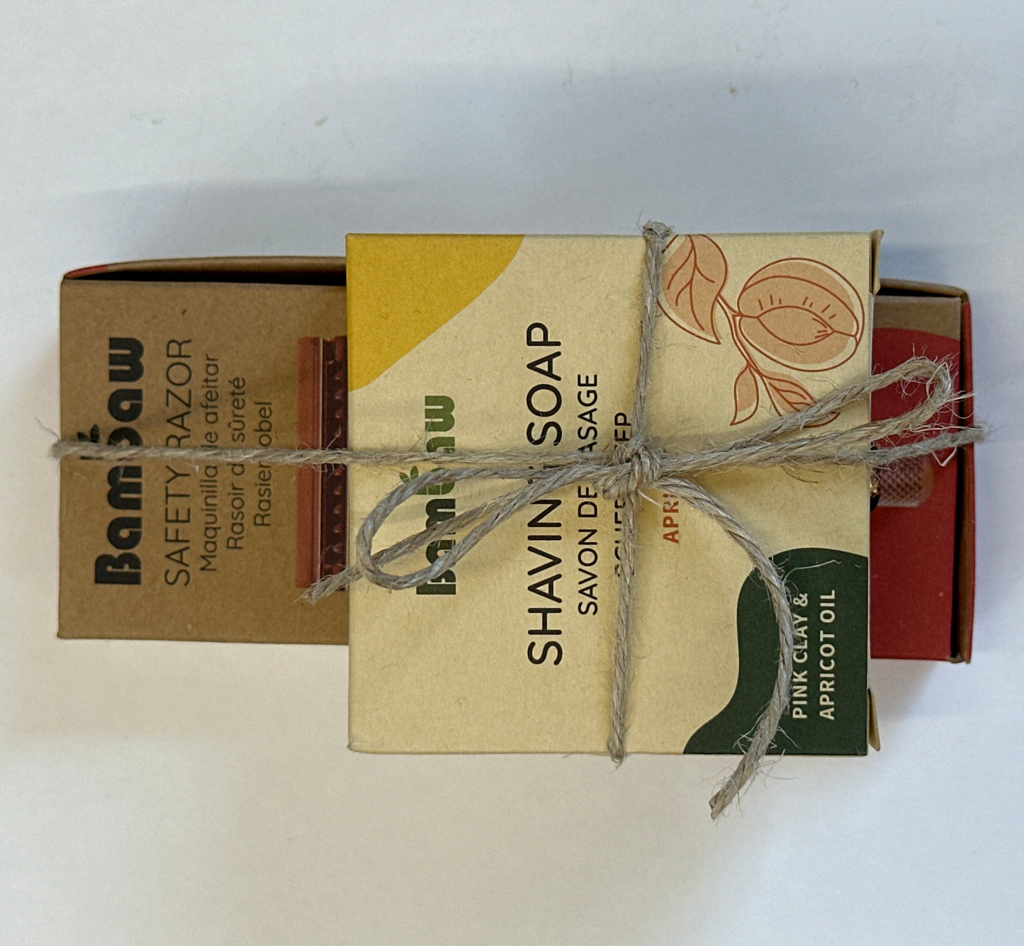 Bambaw Shaving Soap Apricot & Bambaw Safety Razor gift set