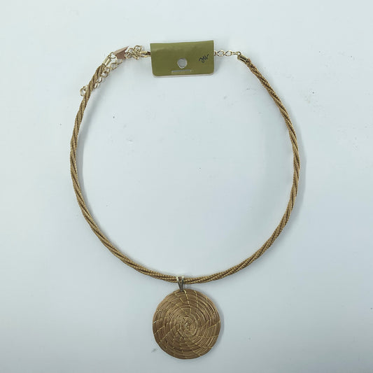 World Design Golden Grass Necklace with Disc