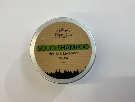 Three Hills Solid Shampoo -Nettle & Lavender -Oily Hair 70g