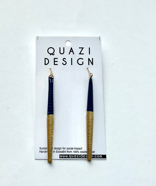 World Design Quazi Design Earrings Navy & Gold