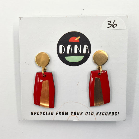 Dana Jewellery Ella earrings with metalic datails-Red