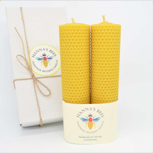 Hanna's Bees Beeswax Candle - tall& slim x2 Gift-pack