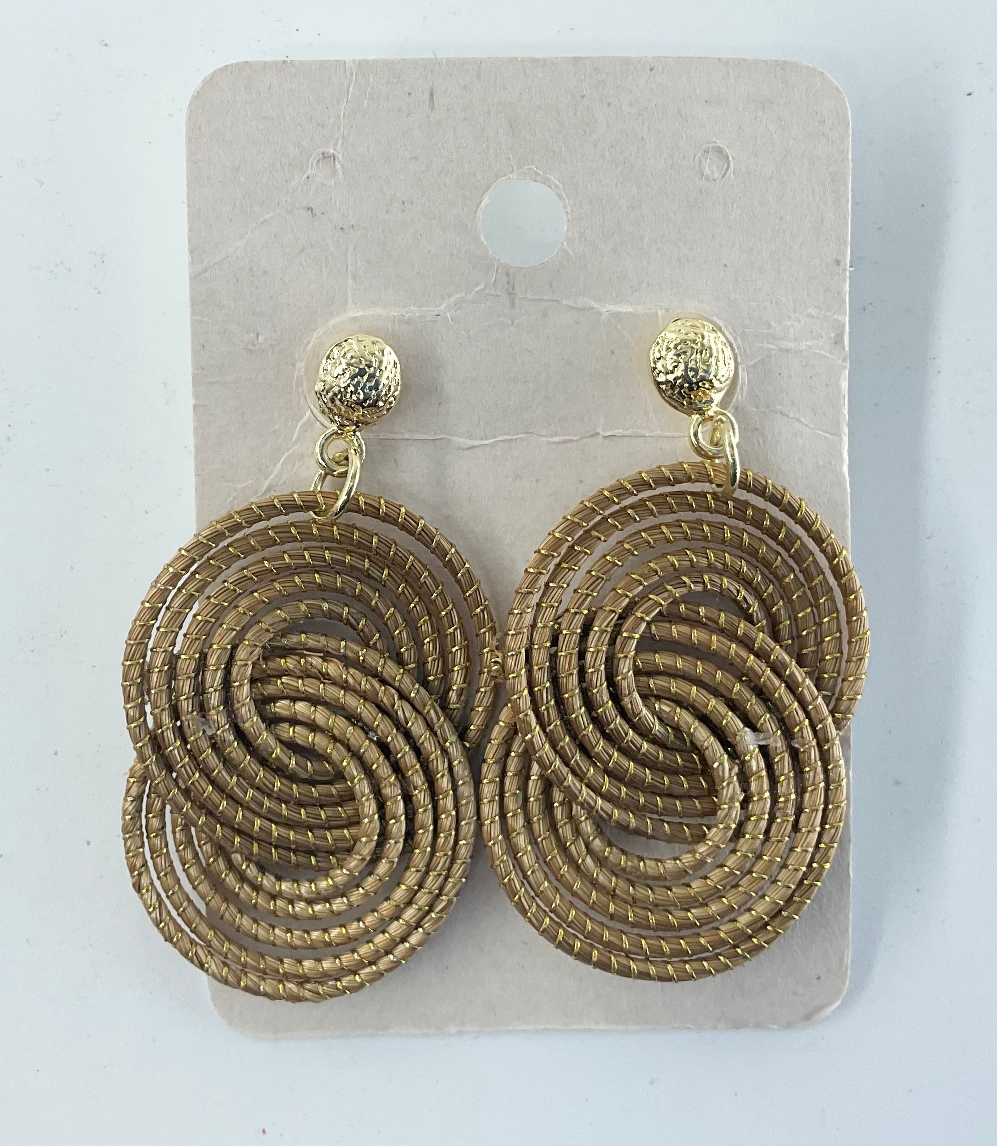 World Design - Gold Grass Ball Drop Earrings