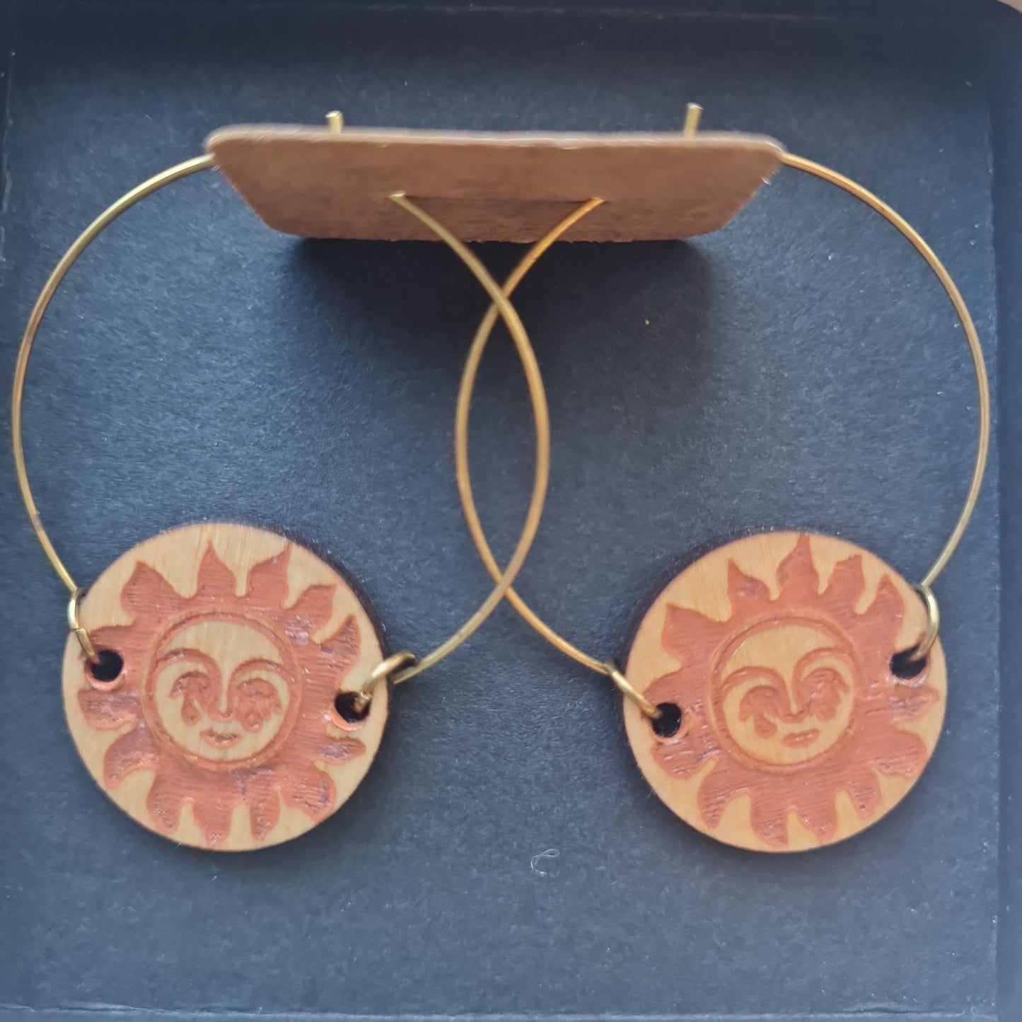 Wood Moon - Sun Earrings.   30% off