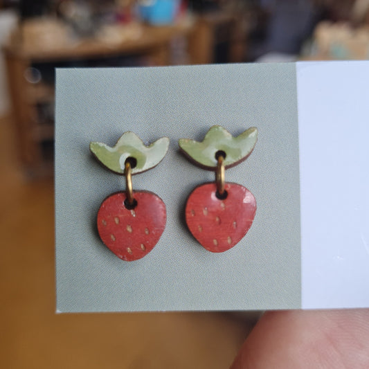 Wood Moon - Strawberry Studs