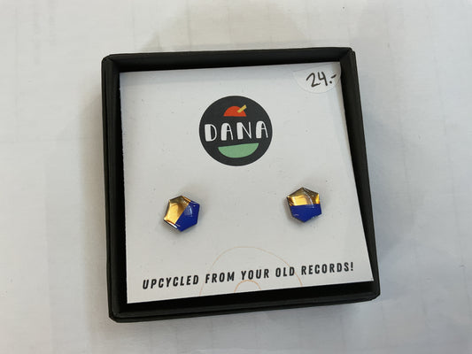 Dana Jewellery Hexagon Studs Blue & Gold