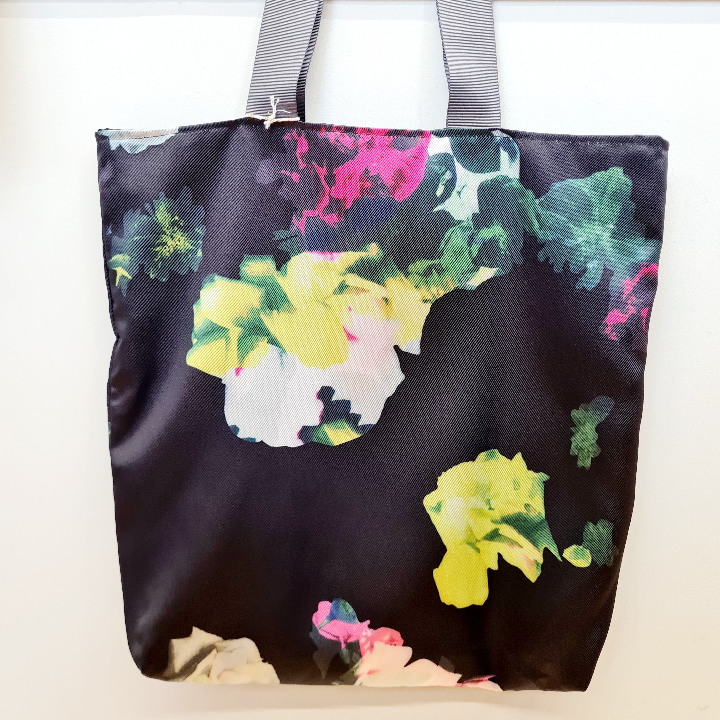 Mothdesign - Navy & Pink Floral Upcycled Tote Bag