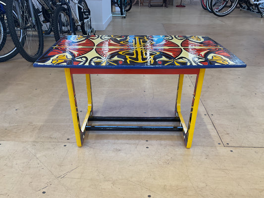 Art Nouveau handmade Coffee Table - “Wet on Wet” technique enamel paint finish