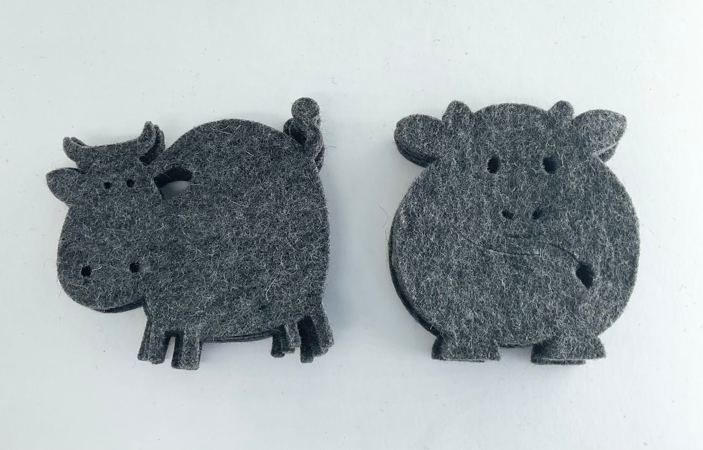 Coasters Wool felt cow- designed by Paula Stapleton