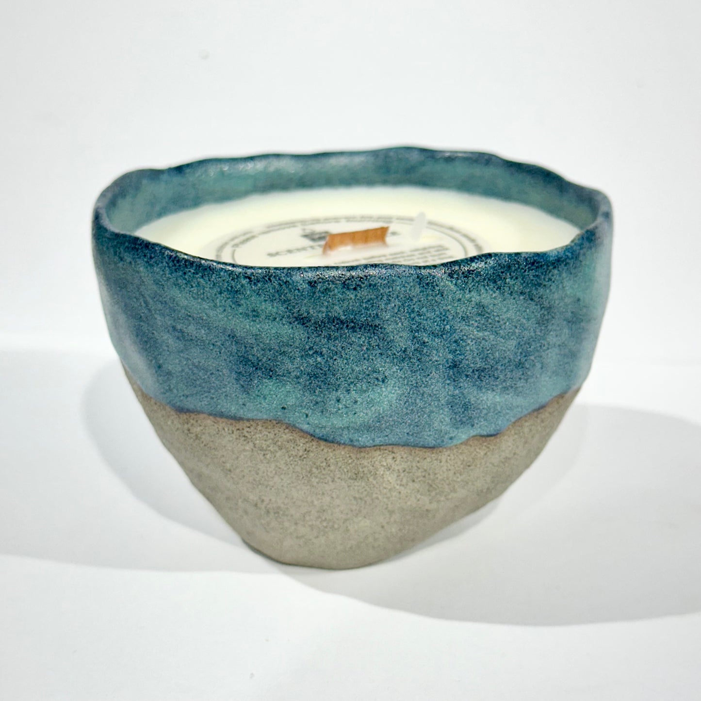 Happy Poppy Ceramic Candle Blue & Grey Mediterranean Fig & Honey Aroma