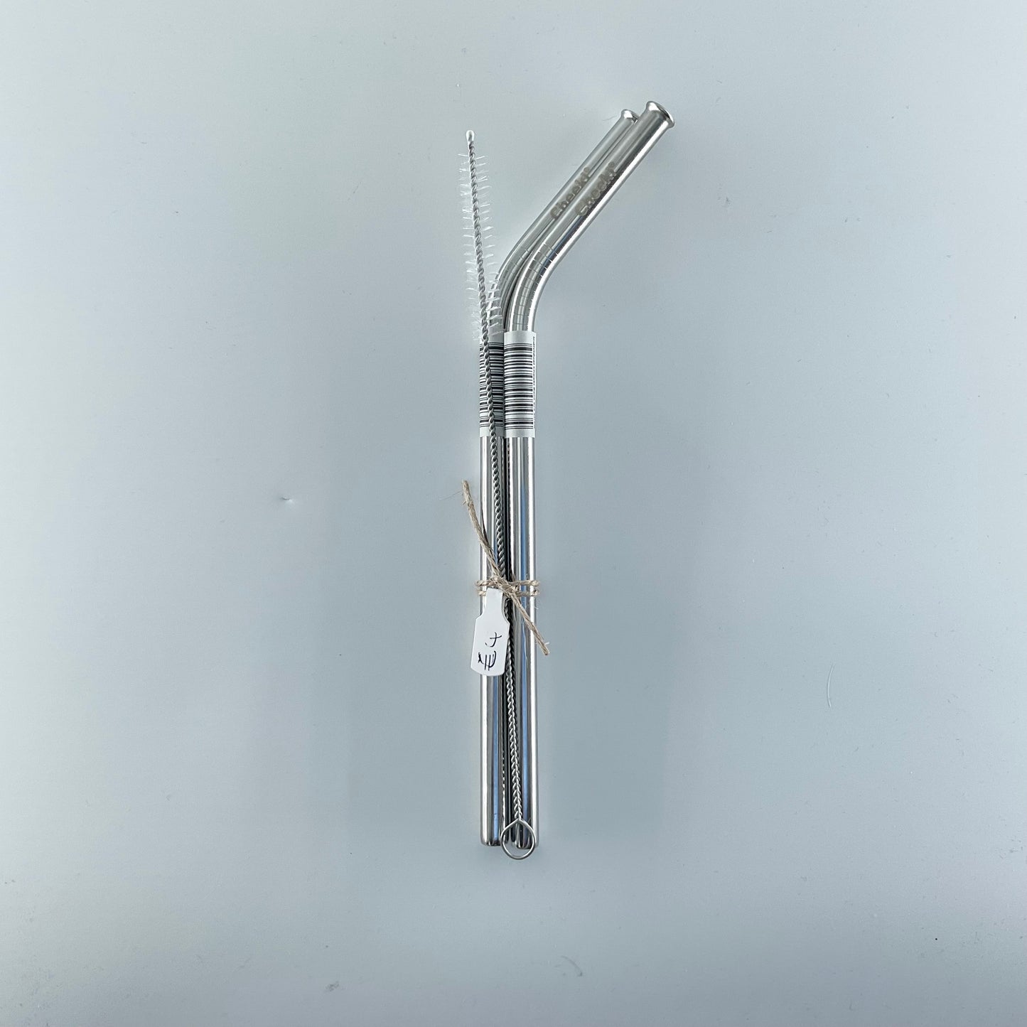 2 X Cheeki Stainless Steel Drinking Straws & Straw  Cleaner