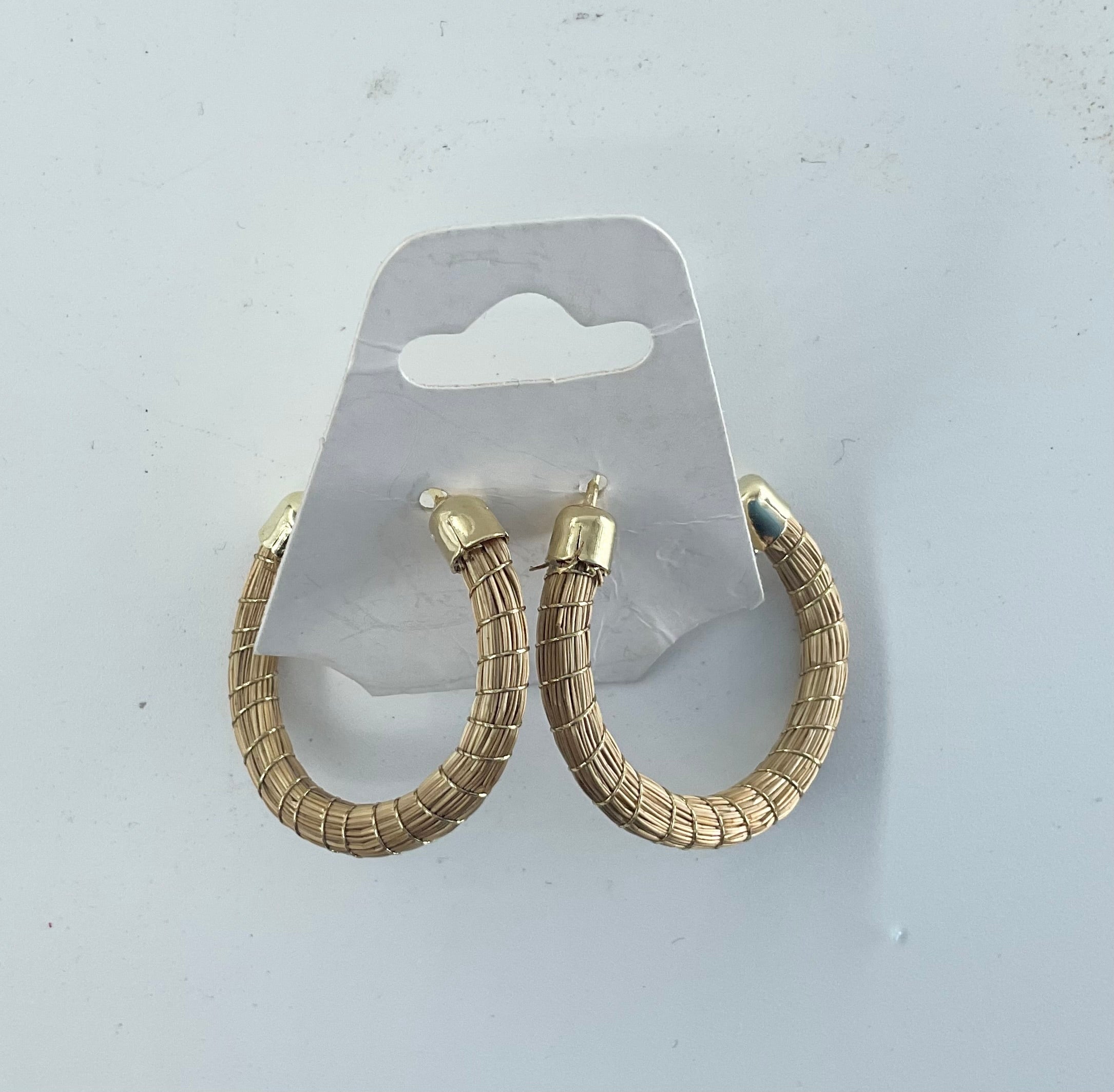 World Design - Gold Grass Hoop Earrings
