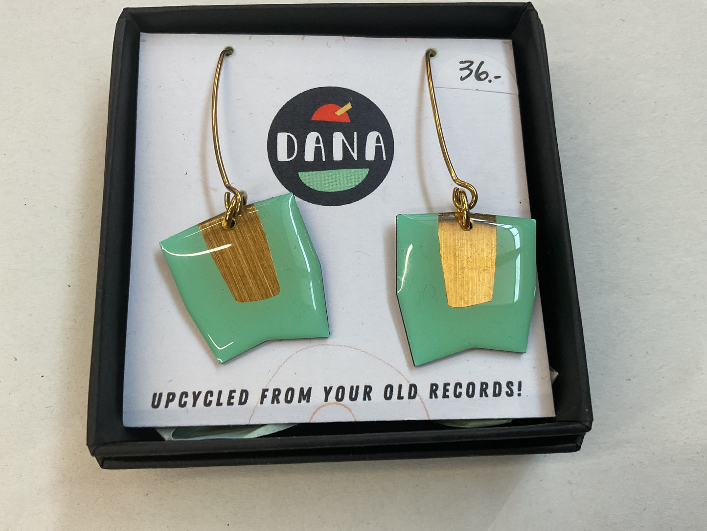 Dana Jewellery green and Gold earrings