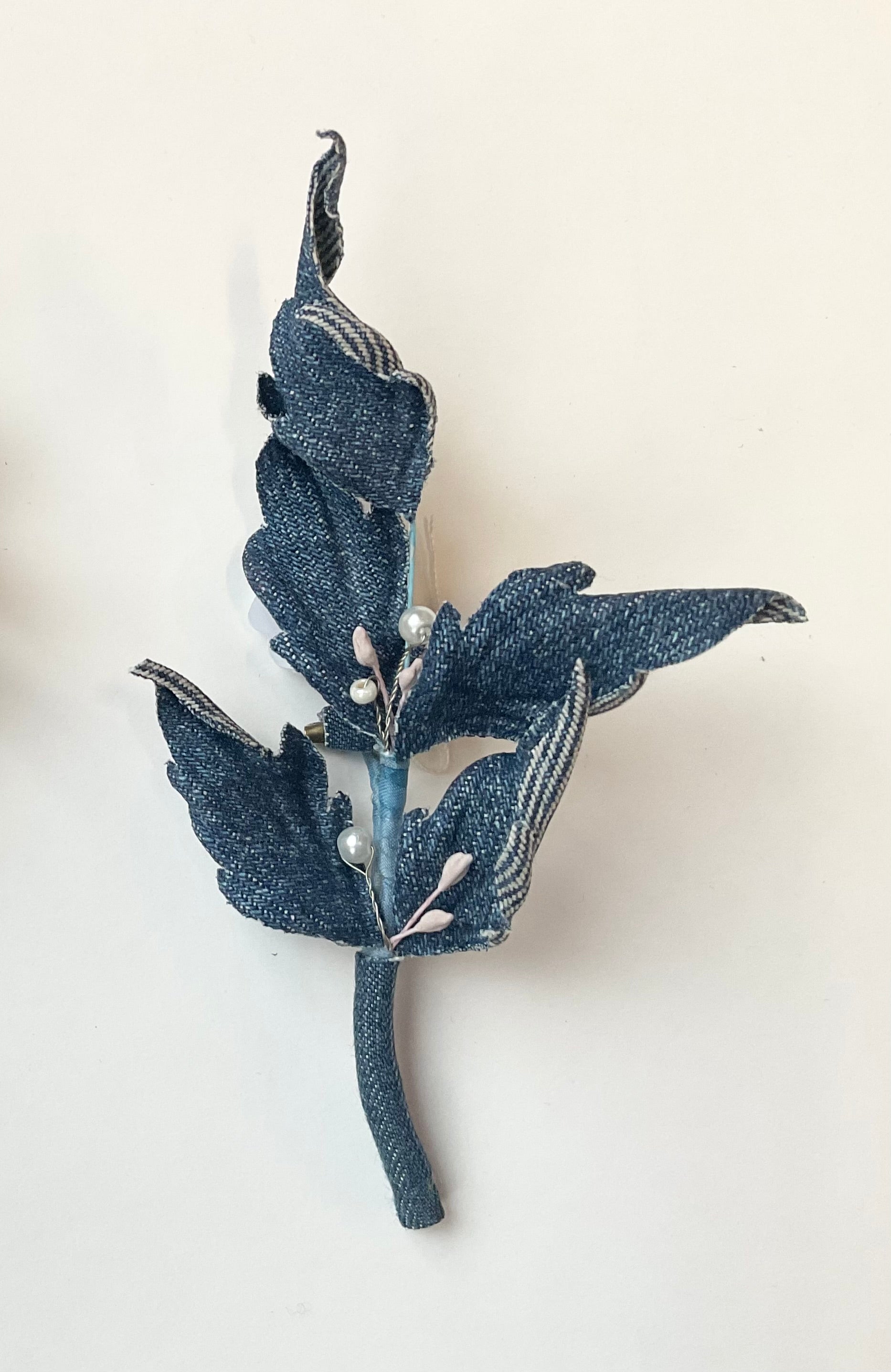 Hats & Flowers - Denim Branch Brooch
