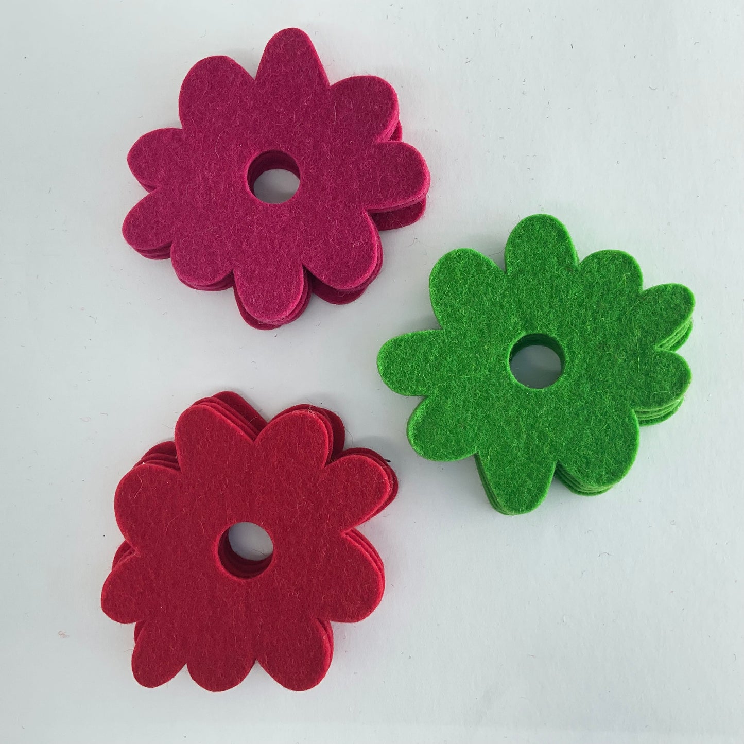 Coasters Wool felt flowers- designed by Paula Stapleton