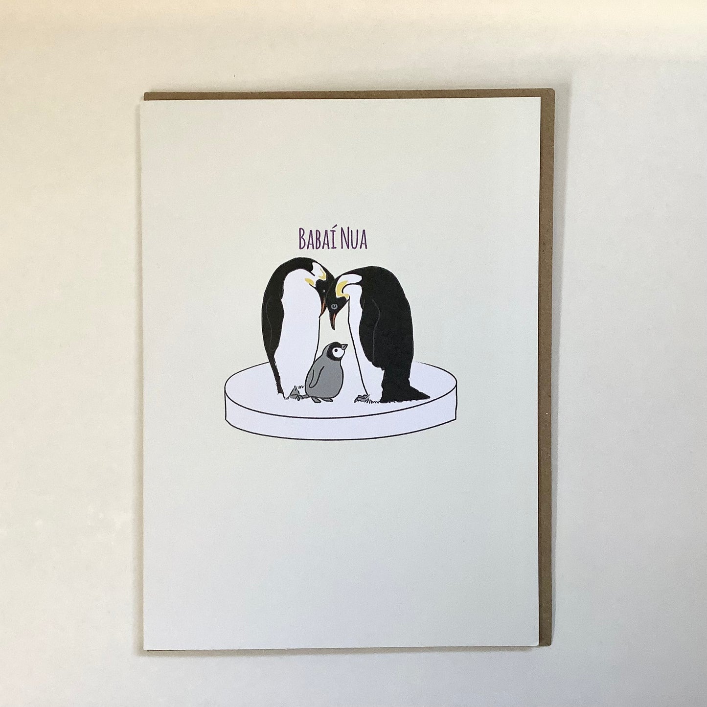 “Babaí Nua” (New Baby) Penguins Card