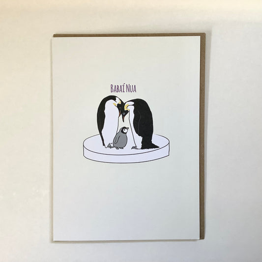 “Babaí Nua” (New Baby) Penguins Card