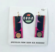 DANA Jewellery - Vinyl Record Rectangular Multicolour Earrings