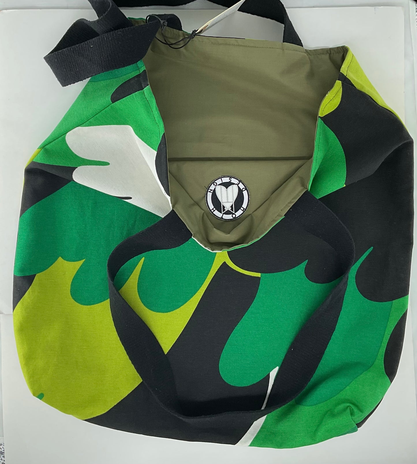 Mothdesign Green Patterns Tote Bag with Lining