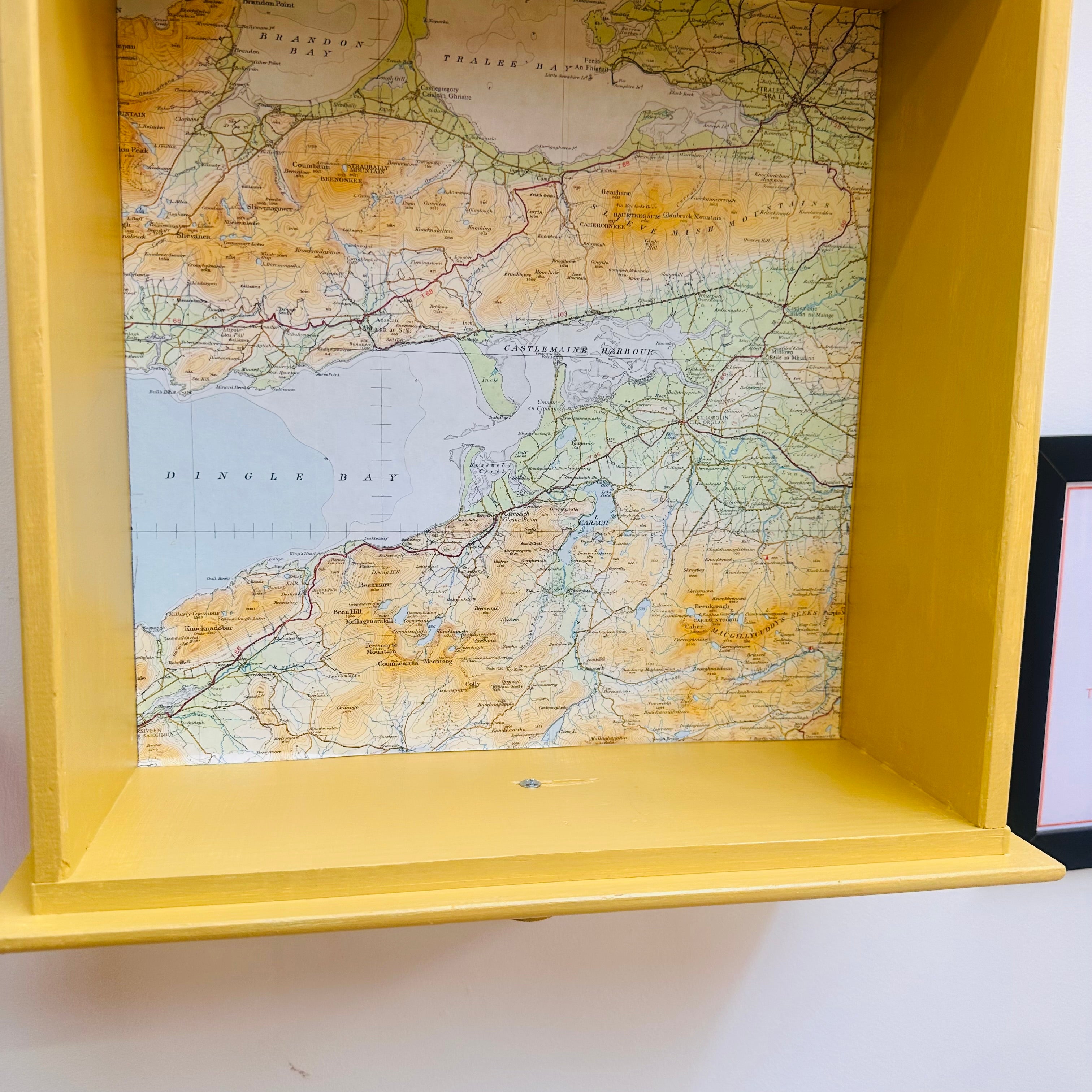 Wall hanging drawer shelve with the map of Ireland