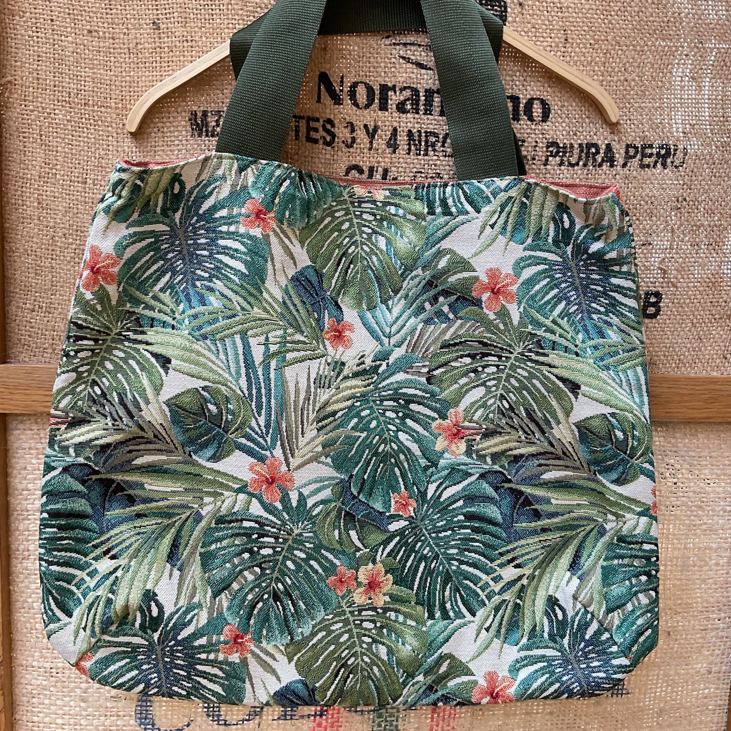 Green leaves  bag reversible by Duchess Anne Couture