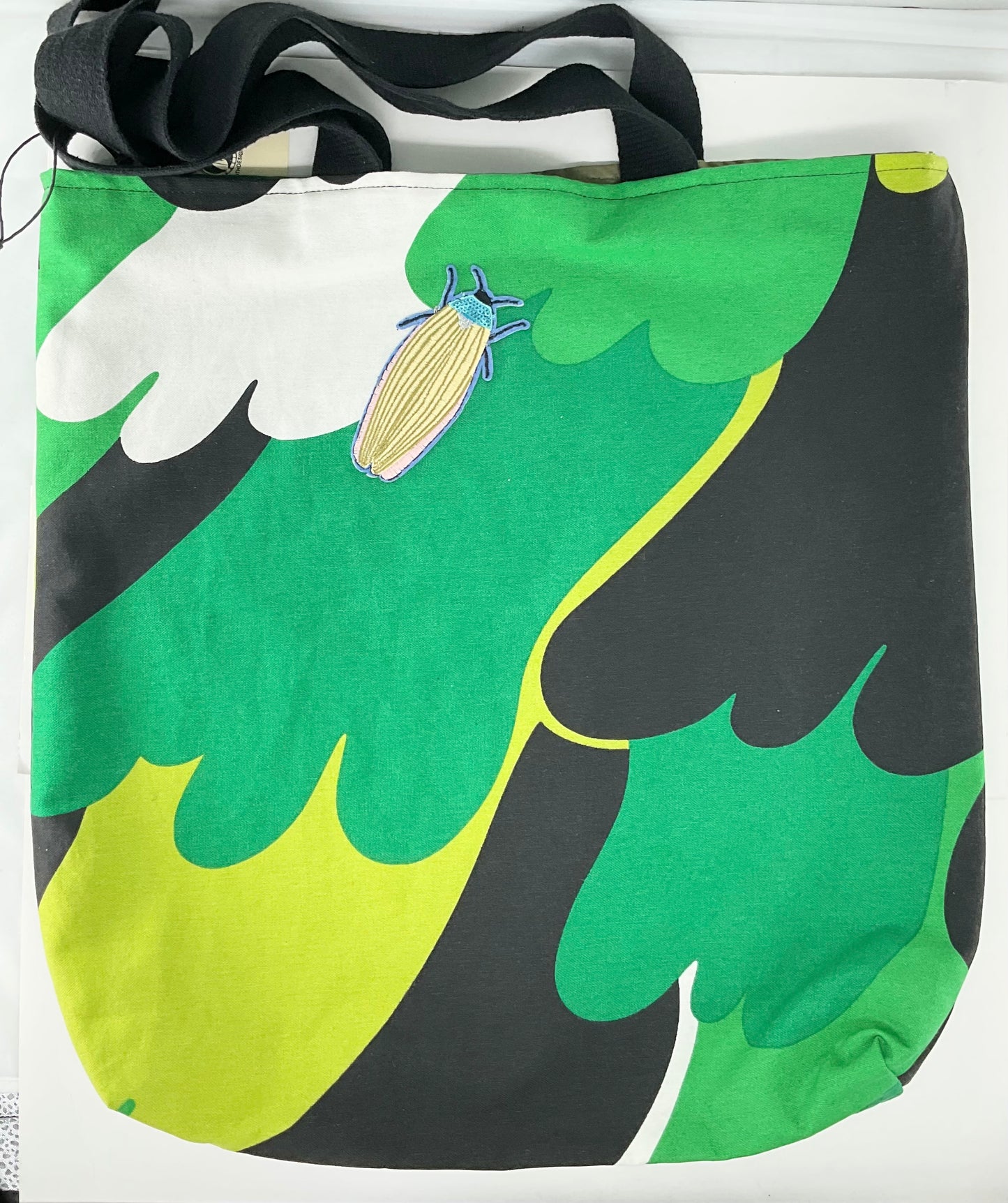 Mothdesign Green Patterns Tote Bag with Lining
