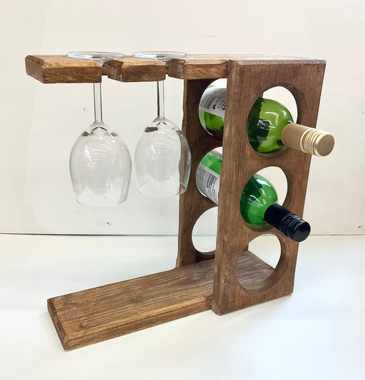 Wine Holder x3 & 2 Glasses
