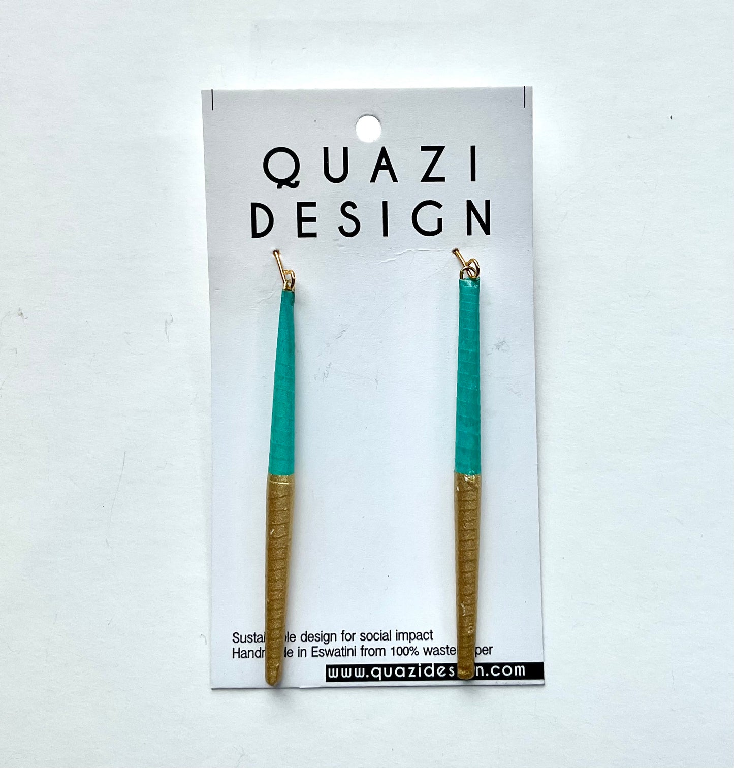 World Design Quazi Design Earrings Green & Gold