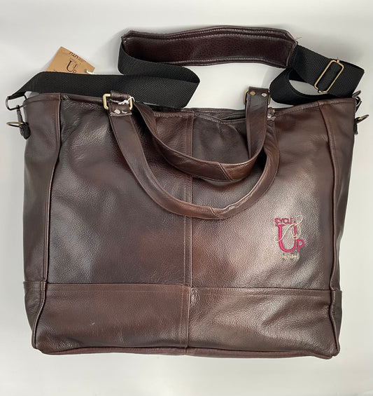 Cycle Up (Roscommon Womens Network) Oversized Leather Work Tote - Brown