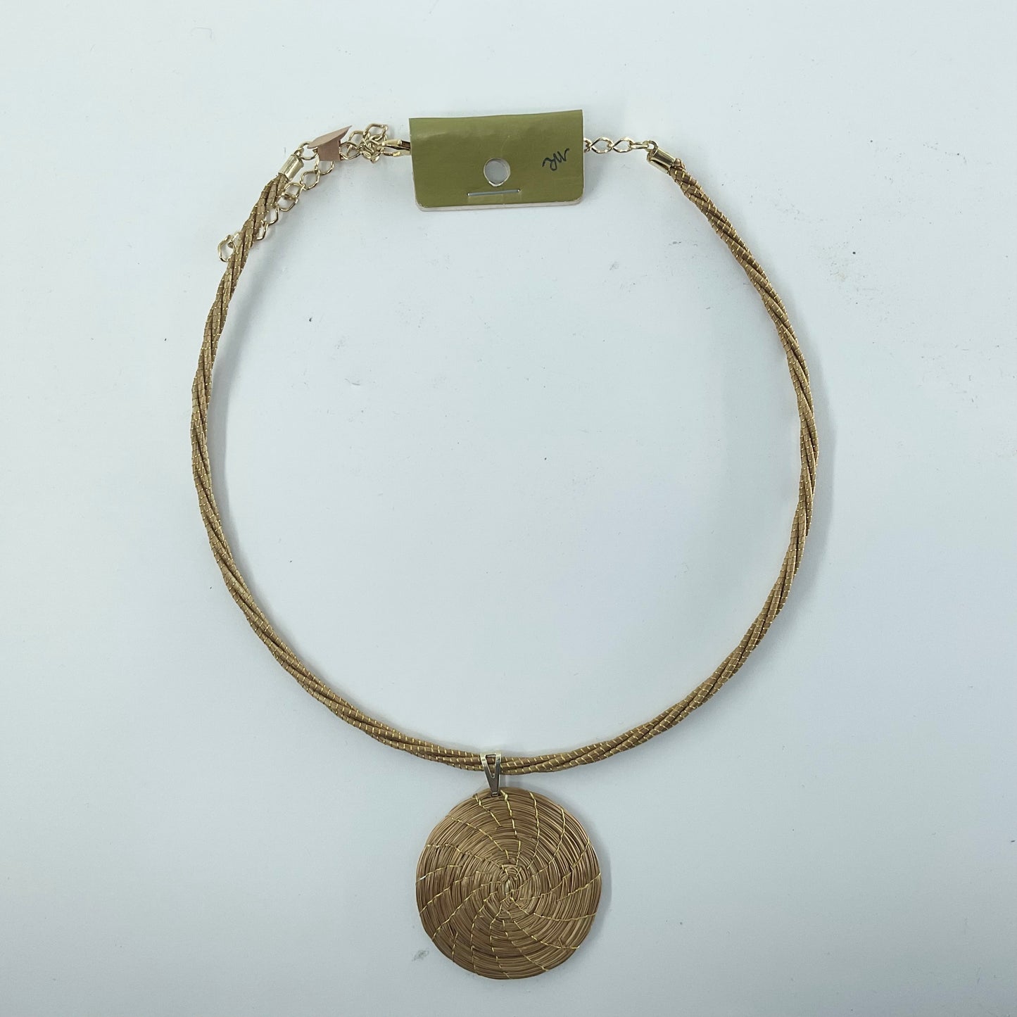 World Design Golden Grass Necklace with Disc