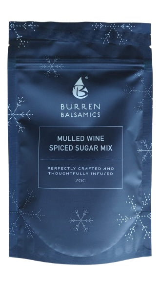 Burren Balsamics mulled wine spiced sugar mix packaging on a white background