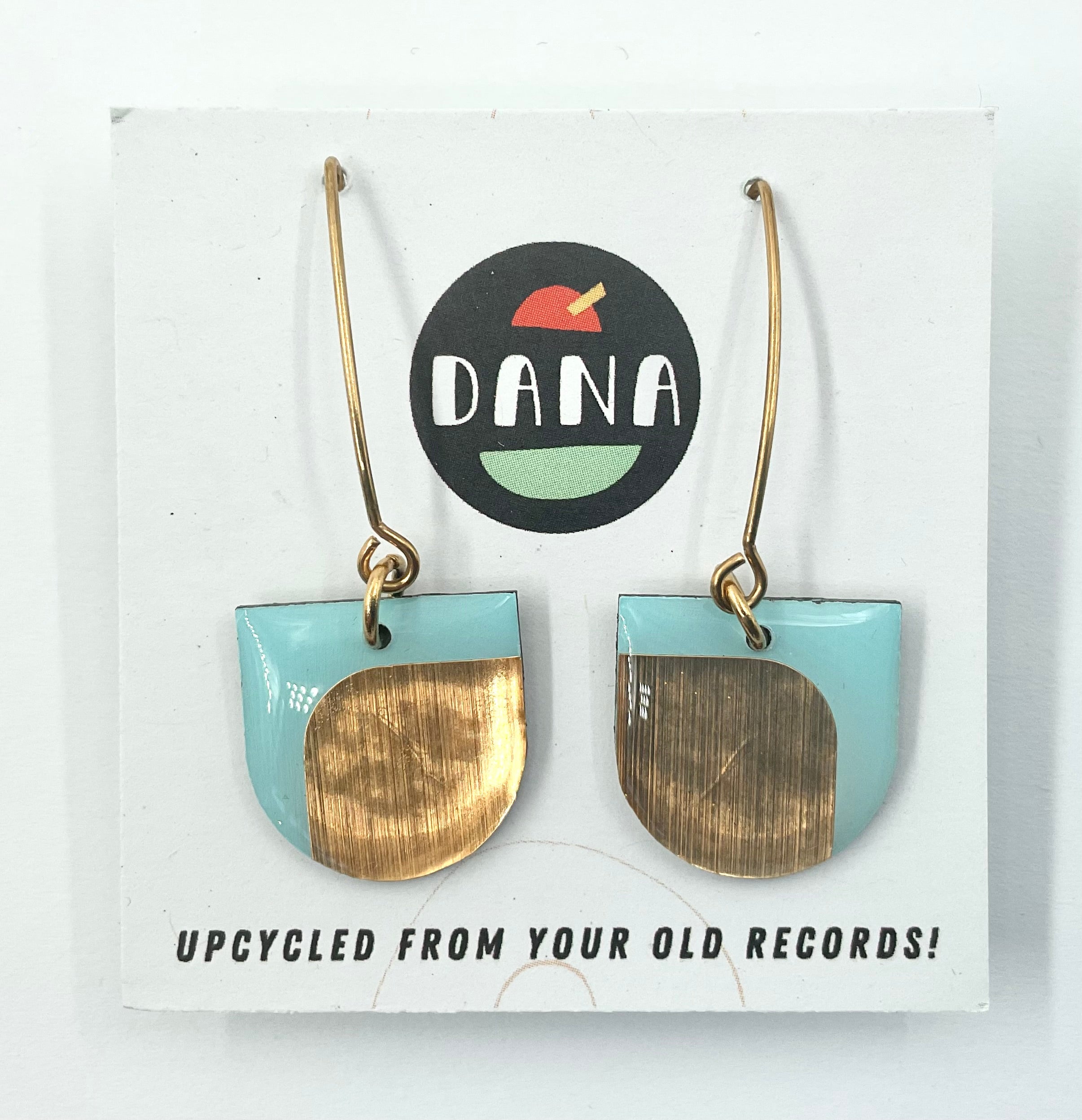 DANA Jewellery - Vinyl Record Earrings - Dee Torqoise and Gold