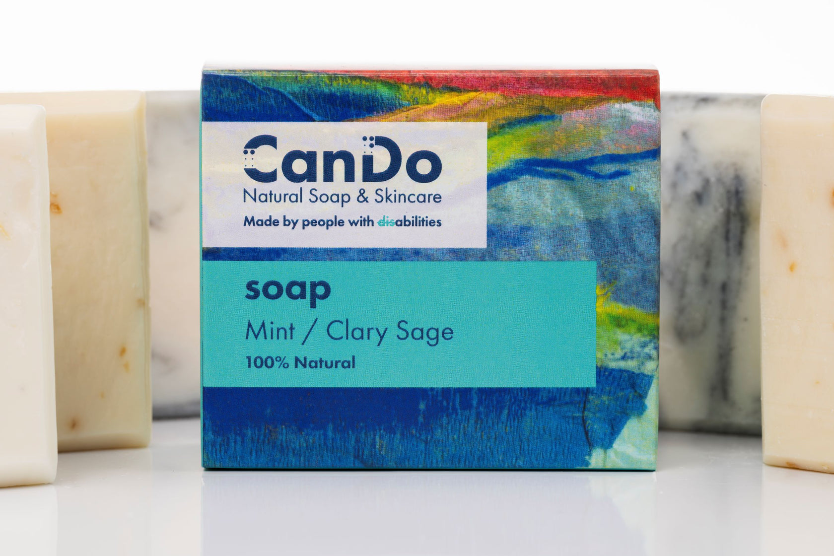 CanDo soap bar with colorful packaging on a white background