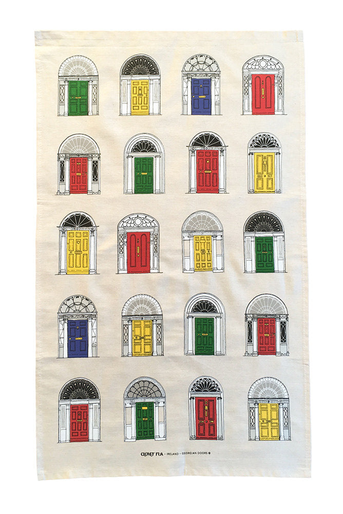 Pattern of colorful doors on a textured background