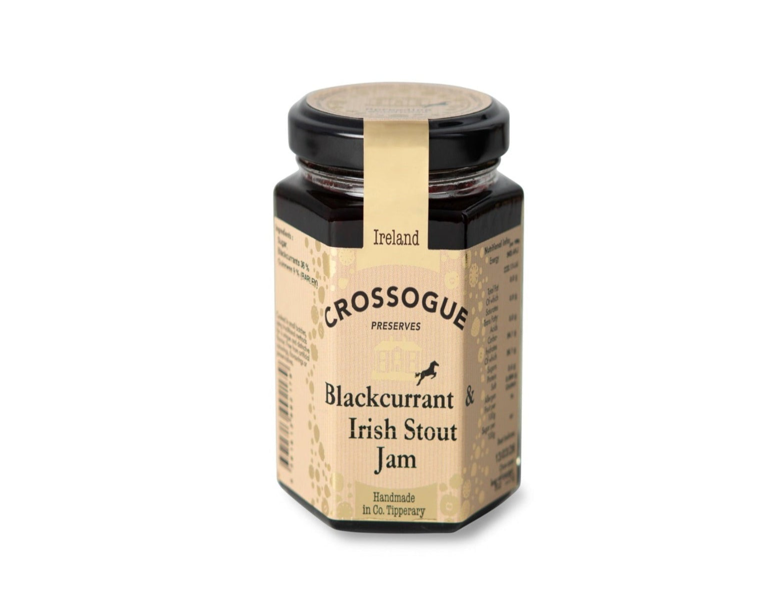 Jar of Crossogue Blackcurrant & Irish Stout Jam on a white background