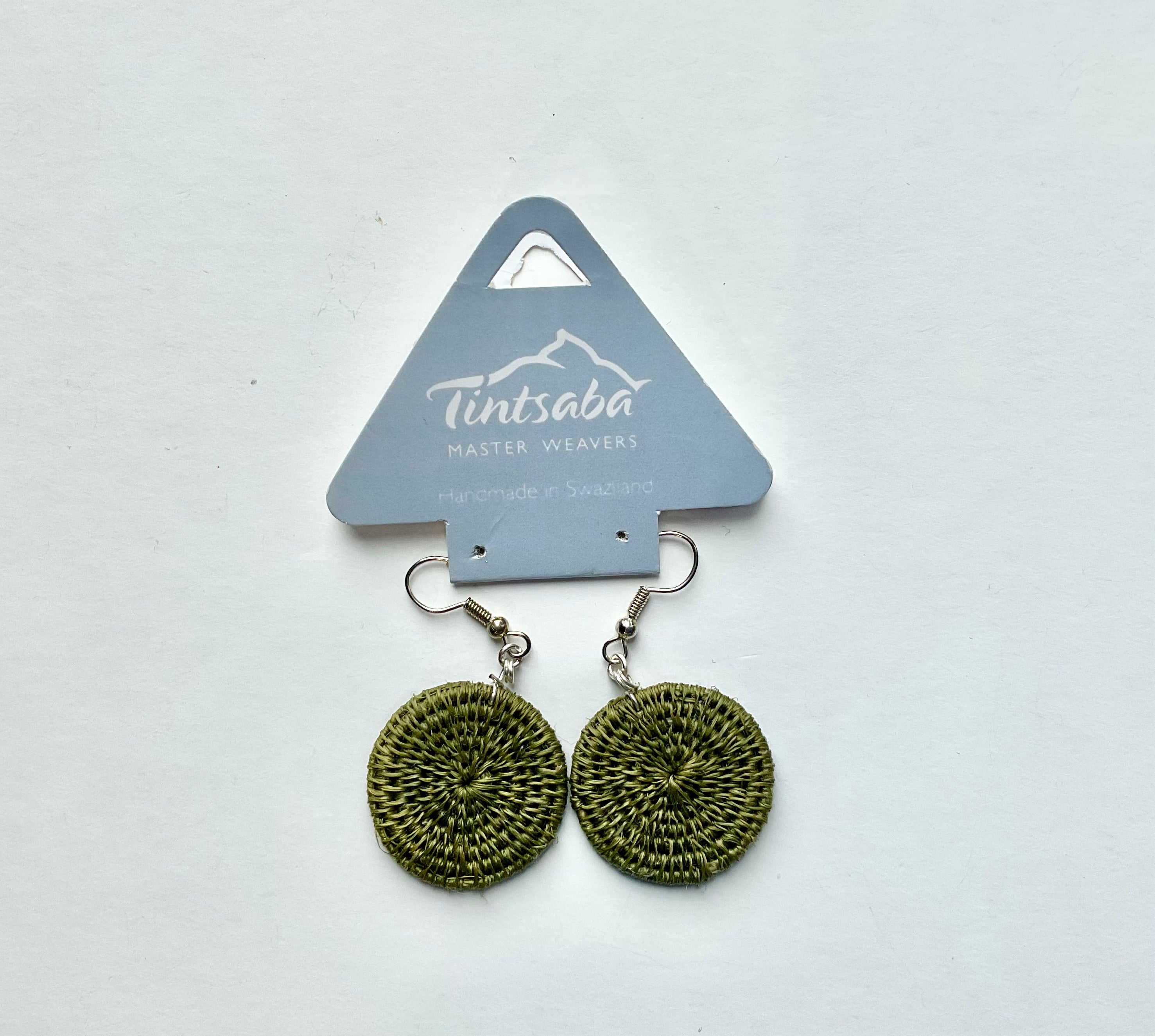 Tintsaba - Woven Sisal Drop Green Earrings