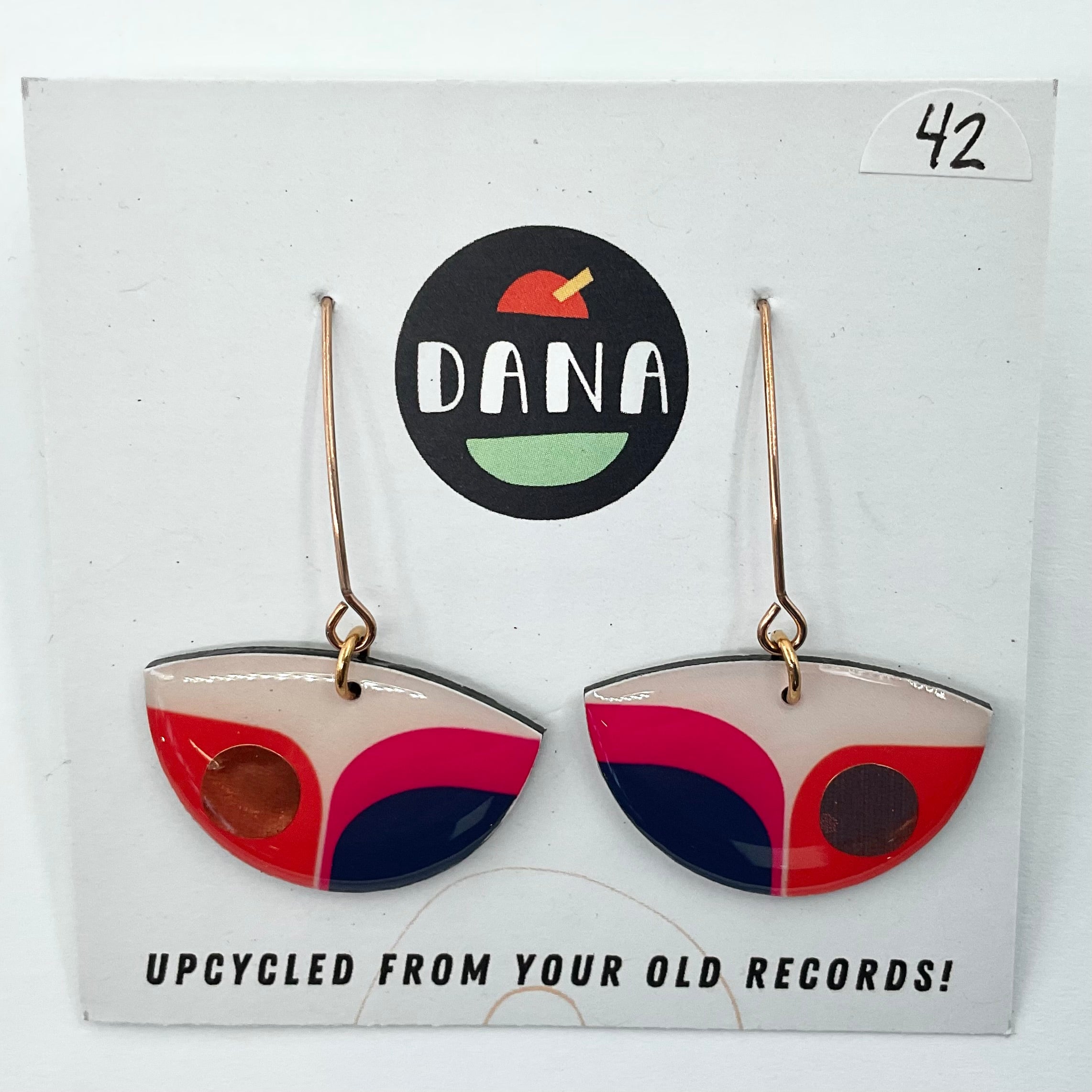 DANA Jewellery - Vinyl Record Earrings - Bea Multicolour Pinks