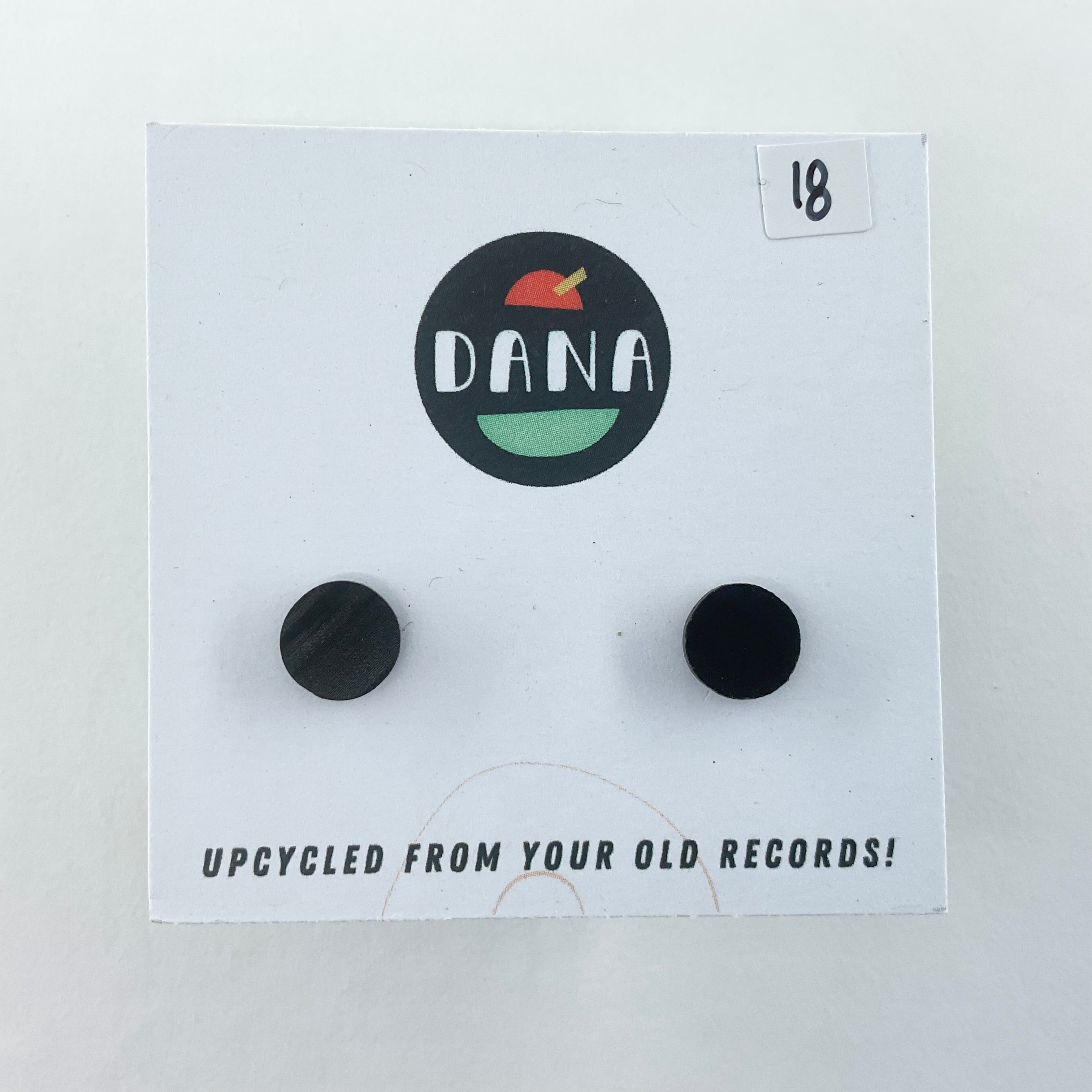DANA Jewellery - Vinyl Record Earrings - Black Round Studs